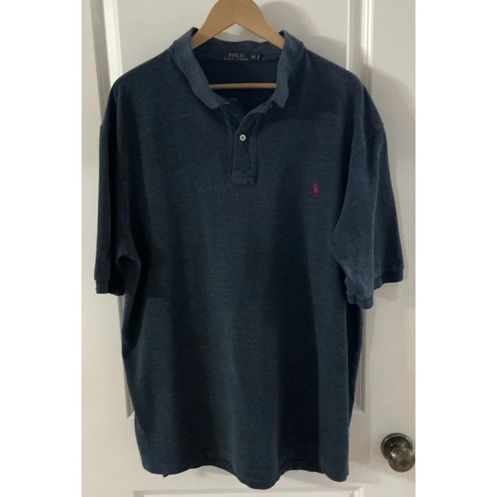 Ralph Lauren Polo Shirt – Men's 2XLT – Blue‎ – 100% Cotton – Red Pony Embroidery